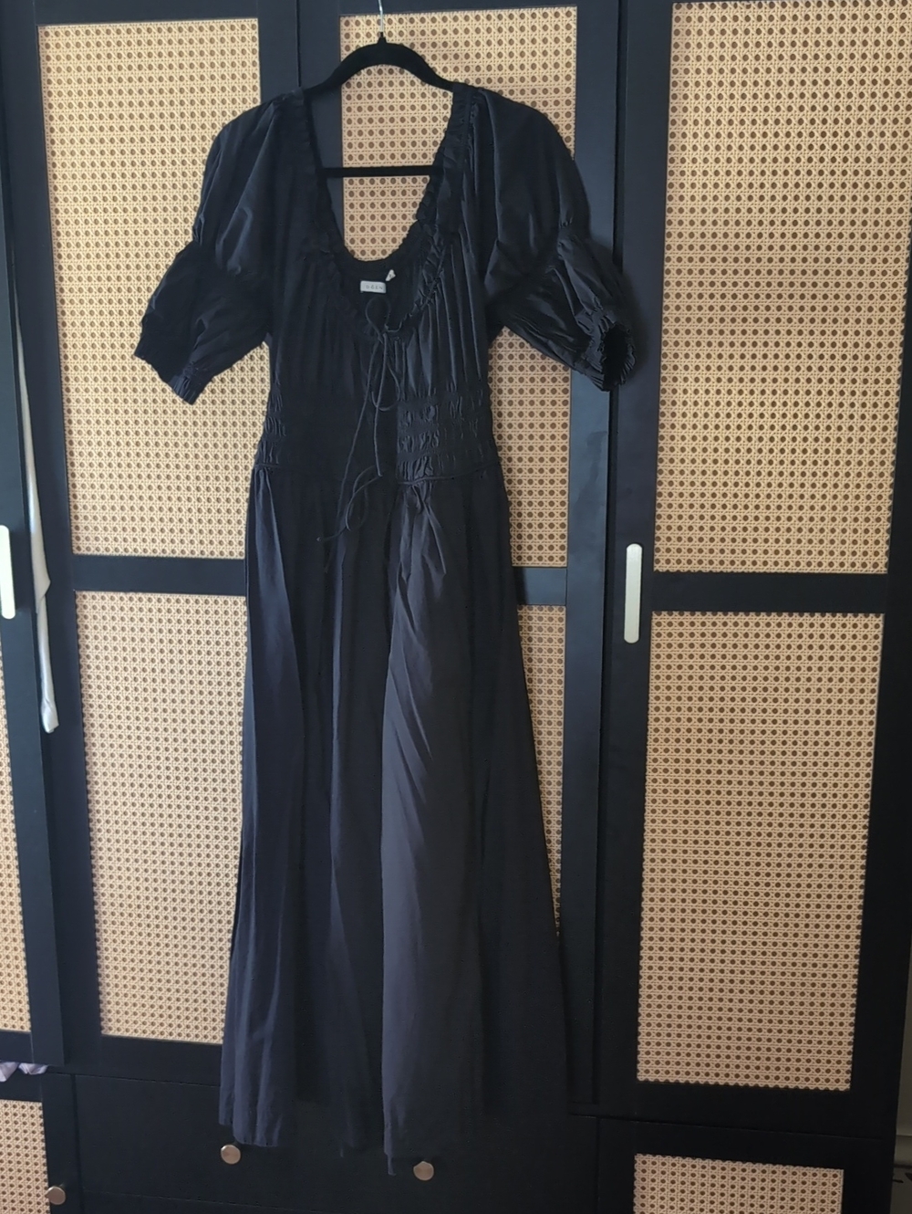 Doen Black Ischia smocked poplin dress Size M - Picture 4 of 9